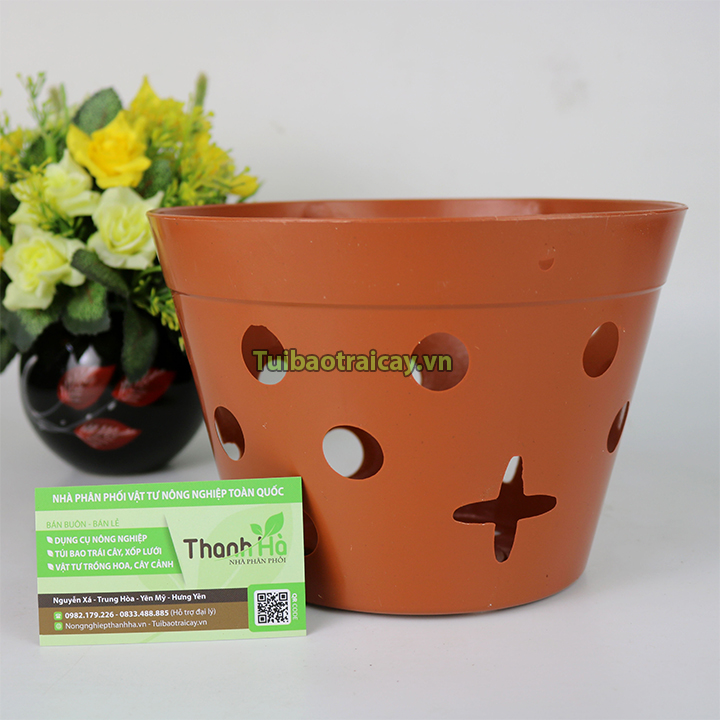 Chậu nhựa giả gốm trồng lan phi 20cm