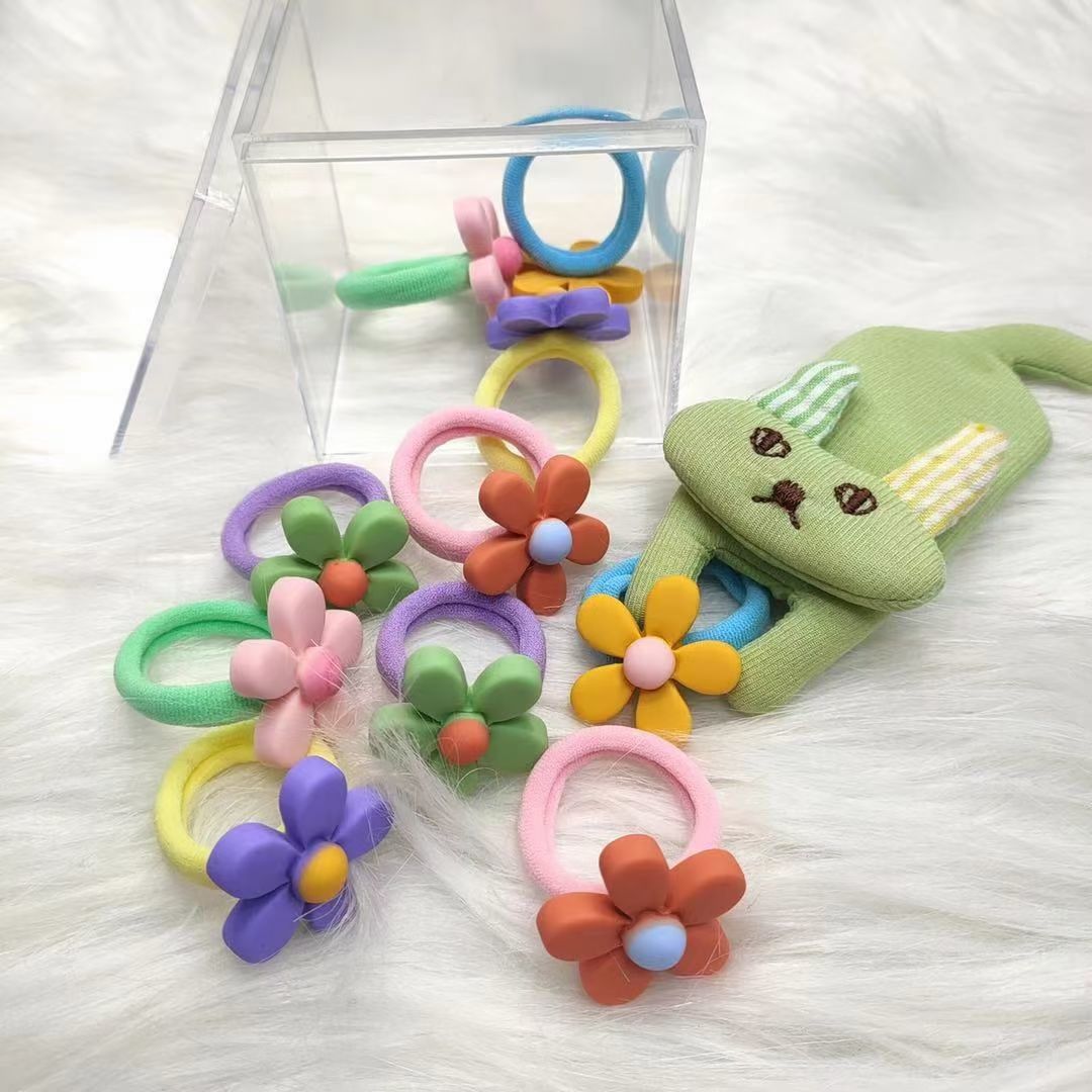 Xả kho set 10 dây buộc tóc hoa quả hình thú cho bé