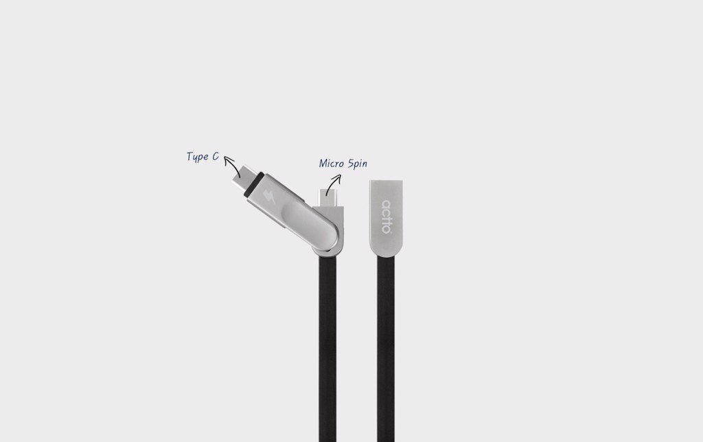 [HCM]Cáp sạc 2 in 1 type C & Micro dài 1m - Great Type C Micro 5Pin Charging & Data Cable USB-34  HÀNG NỘI ĐỊA HÀN QUỐC CAO CÁP CHÍNH HÃNG