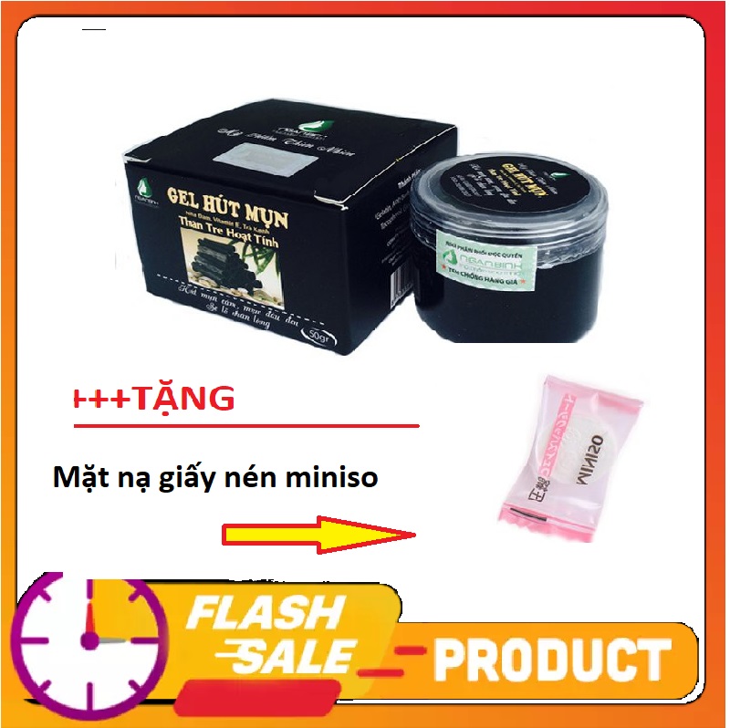 Gel lột mụn than tre hoạt tính đánh bay các loại mụn cám, mụn đầu đen cho làn da sạch mụn sáng bóng- tặng kèm mặt nạ giấy nén miniso hiệu quả gấp đôi