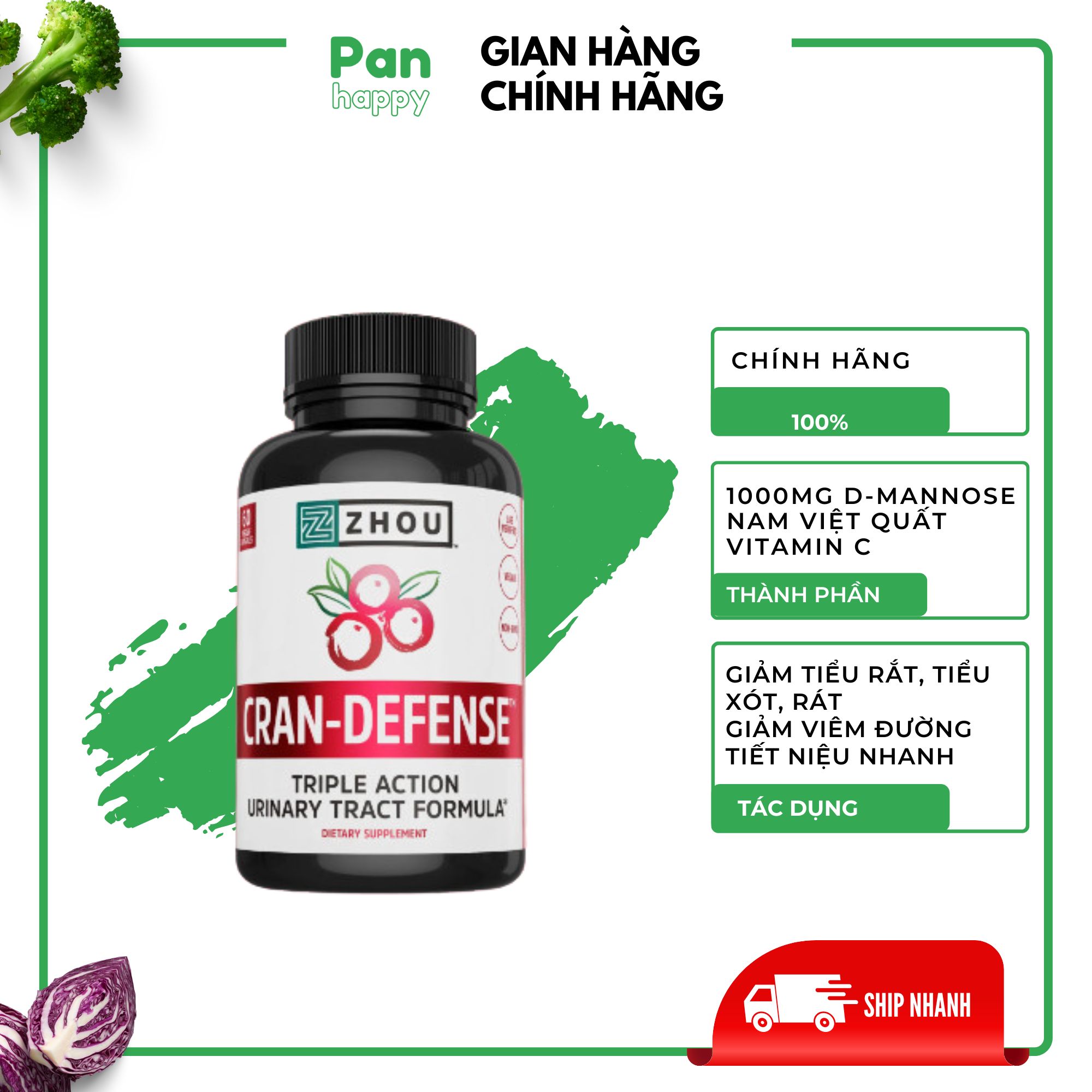 Viên uống Zhou Cranberry - hỗ trợ đường tiết niệu, ngừa phụ khoa cực hiệu quả, ĐẸP DA	
 - Pan Happy Viet Nam