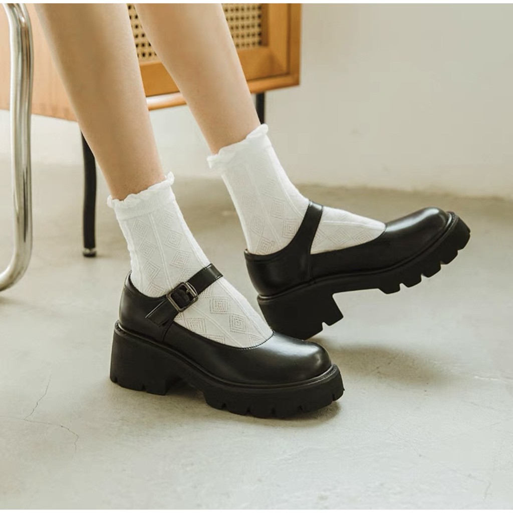 Platform Mary Jane - Giày da bò nữ (Genuine Leather)