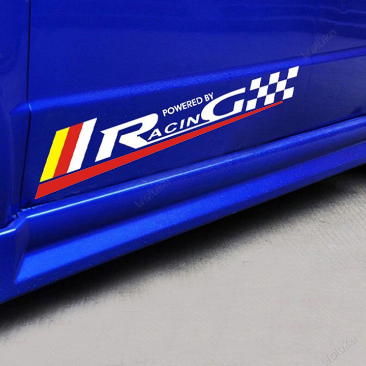 Bộ 2 tem dán cửa xe ô tô Racing