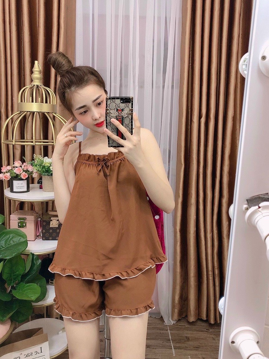 set bộ đồ tiểu thư mặc nha chất satin lụa mặc bao mát TNM