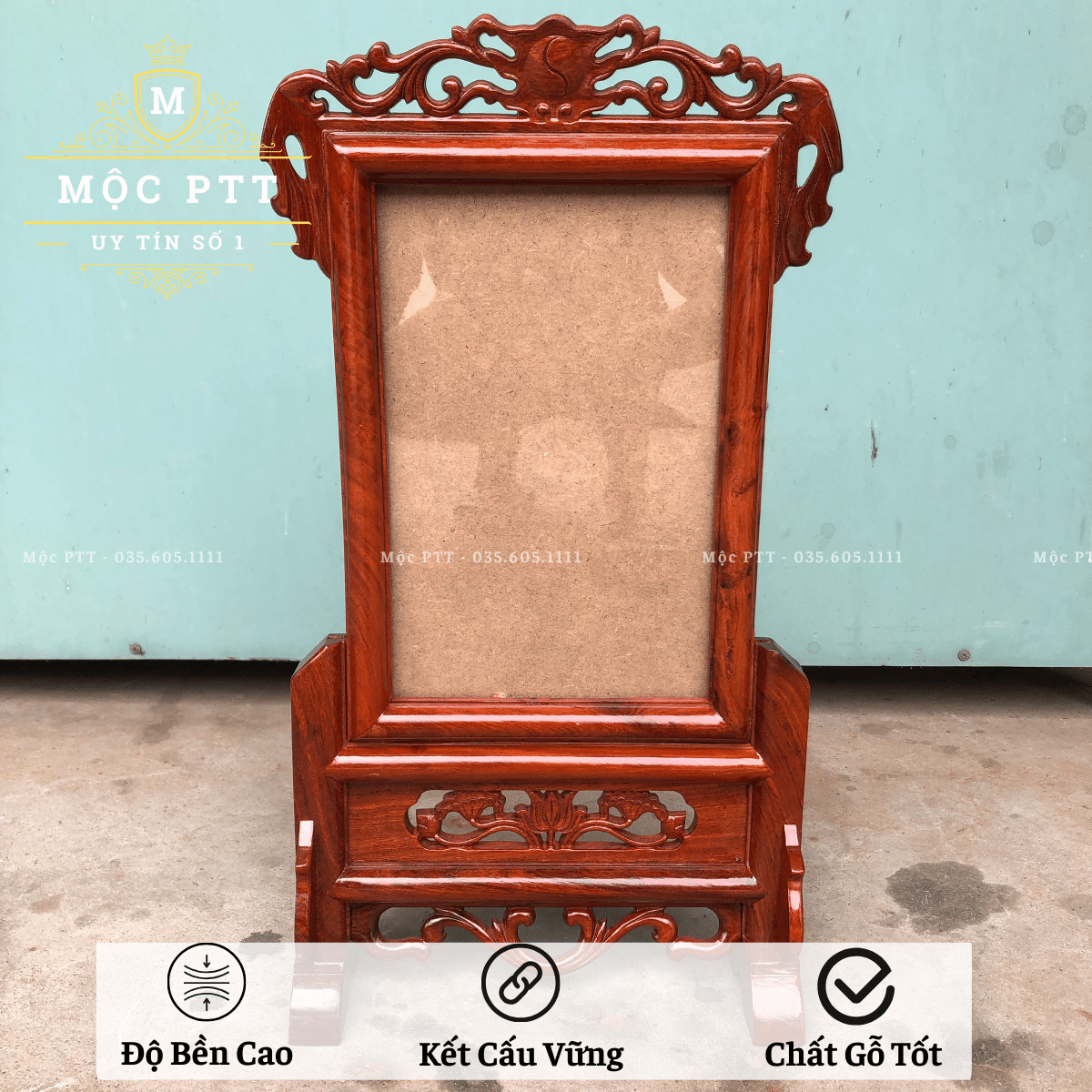 Khung Ảnh Thờ mẫu Hoa Lá Tây kích cỡ 10 x 15, 15 x 20,18 x 24 ,20 x 25, 20 x 30 cm, 25 x 35 , 30 x 40 cm gỗ Hương Ta trang trí phòng thờ