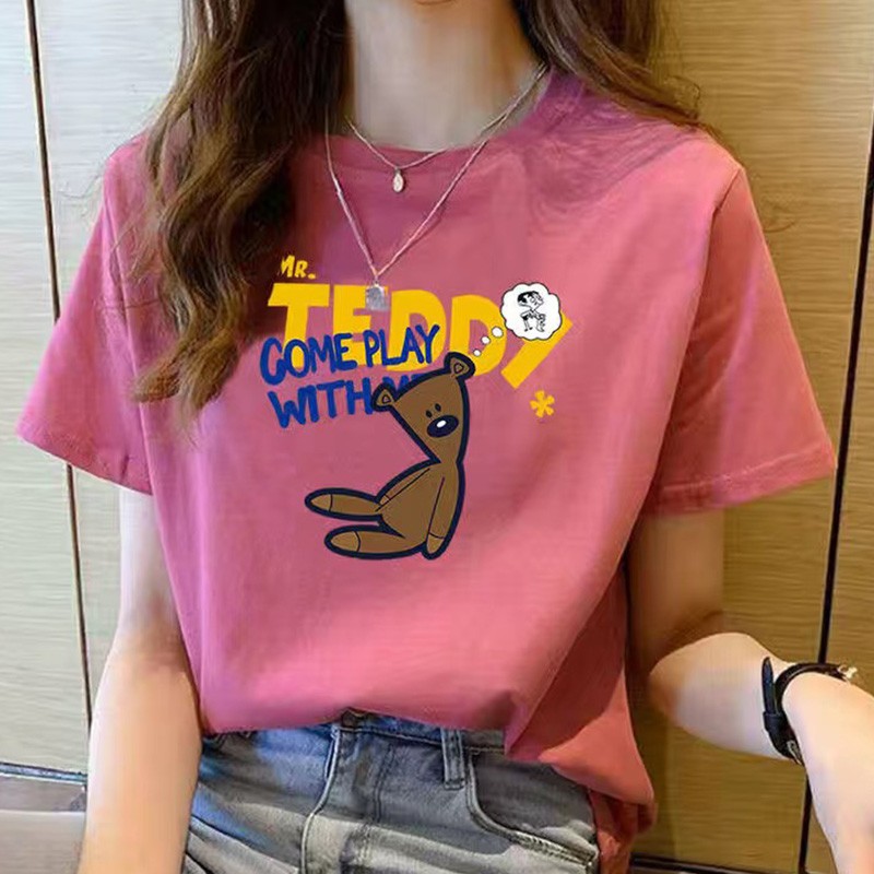 Áo thun nữ in hình chú gấu Teddy come play thời trang
