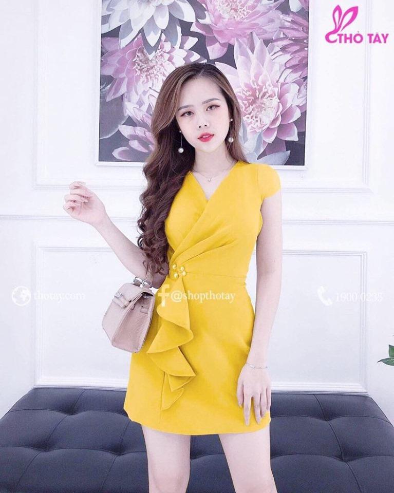 ĐẦM XẾP LY EO ĐÍNH CƯỜM SIÊU DỄ THƯƠNG Yoomi [ Fashion New ]
