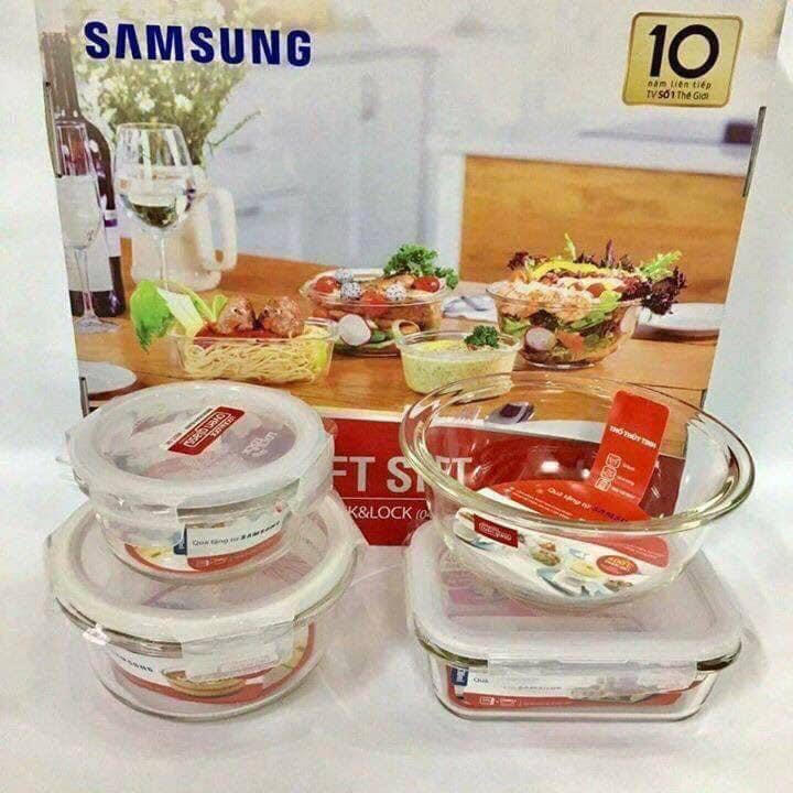 Bộ 4 Món Thủy Tinh Cao Cấp Lock&Lock Samsung LLG855S4SS
