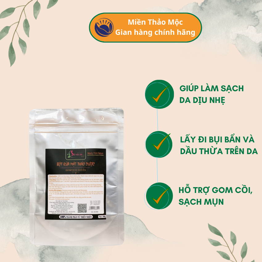 Sắc Mộc Lan-Bột rửa mặt Sắc Mộc Lan cho làn da sạch mụn