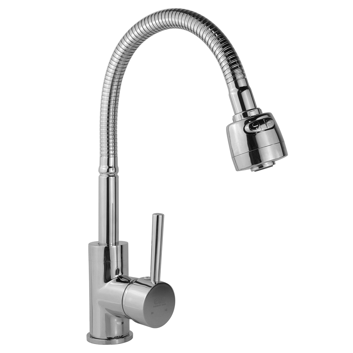 (Có Video) Vòi rửa chén nóng lạnh cần lò xo Đồng mạ Chrome Eurolife EL-KM03 (Trắng bạc)