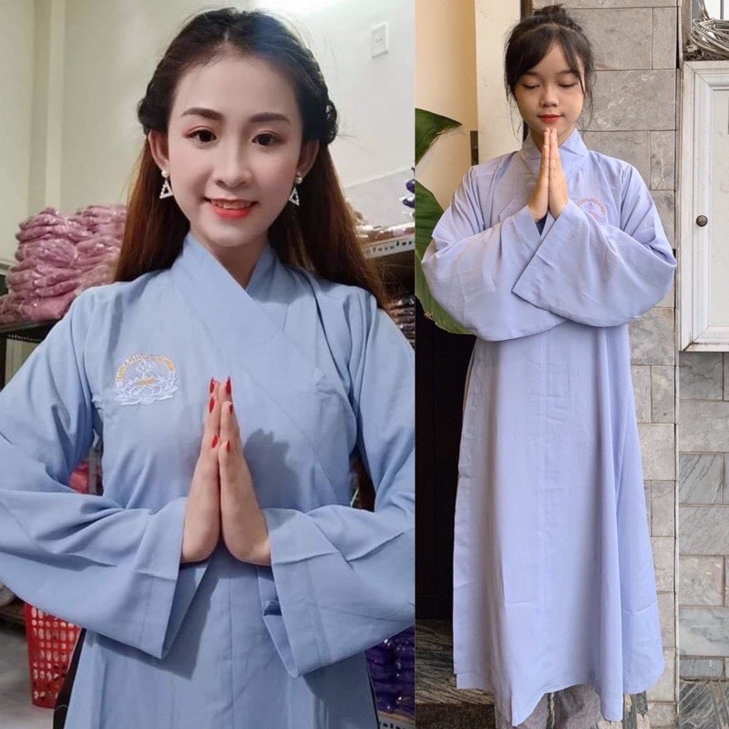 đồ lam đi chùa mẫu áo tràng phật tử