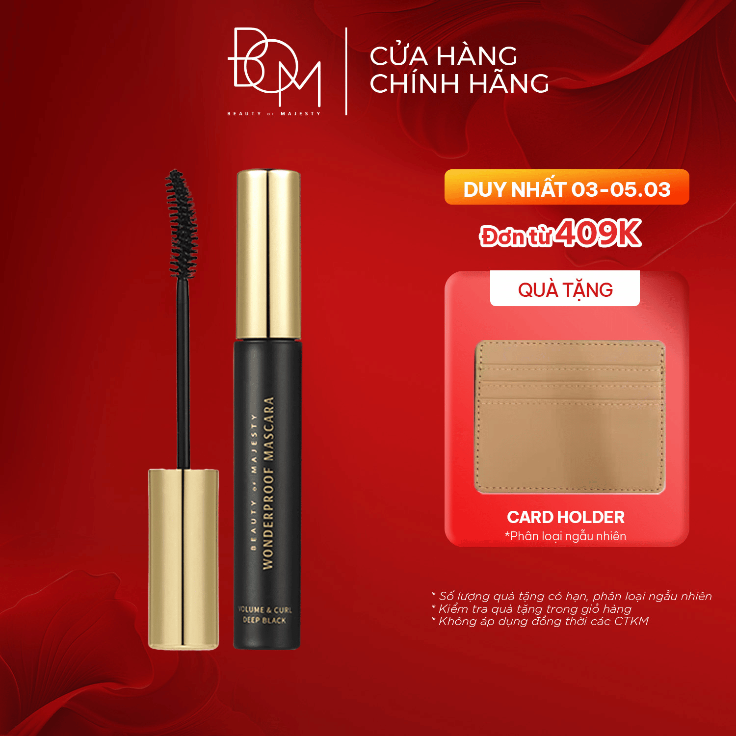 BOM WONDERPROOF MASCARA VOLUME&CURL #01 DEEP BLACK 8G