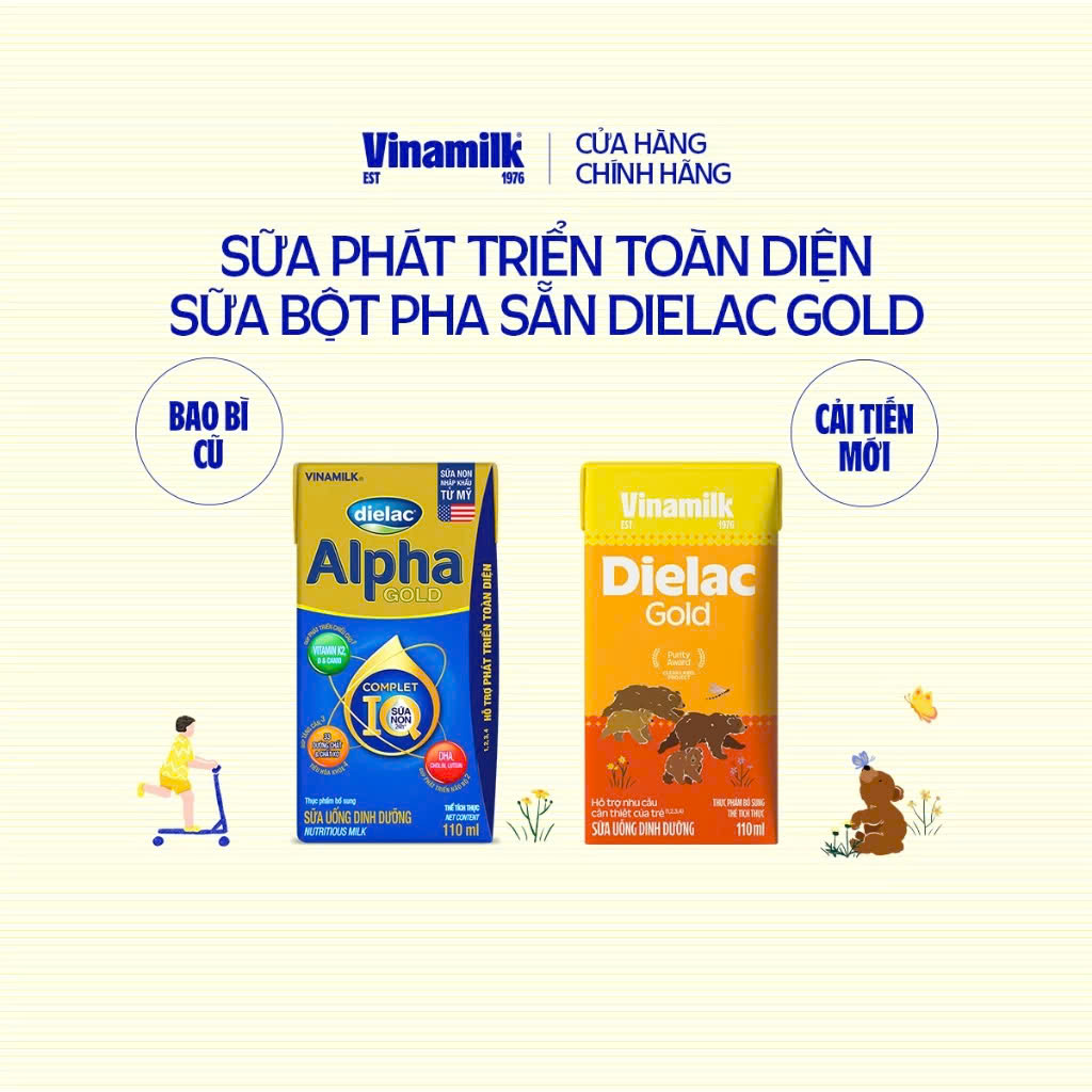 (Mẫu Mới) THÙNG 48 HỘP SỮA BỘT PHA SẴN DIELAC GOLD 110ML.