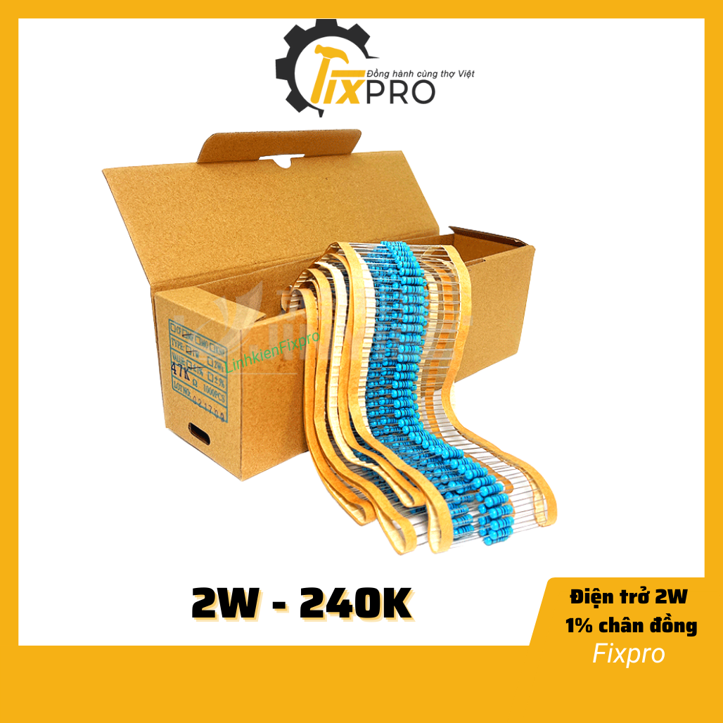 Điện trở 240K 2W 1% chân đồng túi 10c - Fixpro