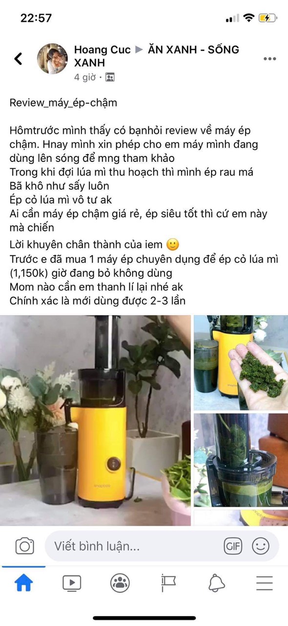 Máy ép trái cây – Máy ép chậm SnapBee (Màu vàng)
