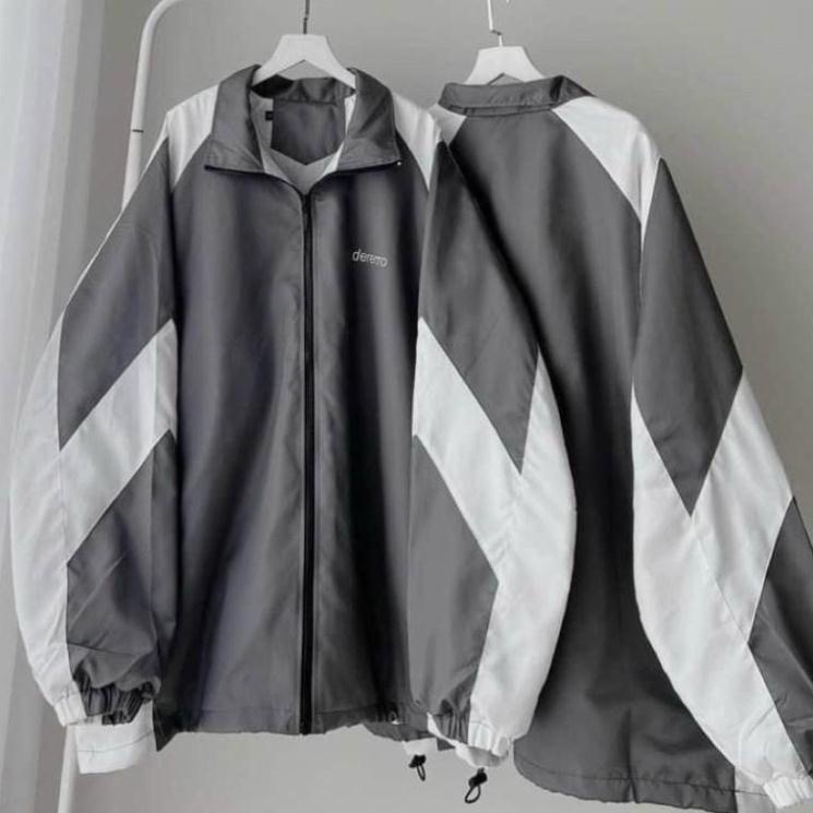 Áo khoác dù form rộng 2 lớp unisex thêu chữ DERERRO áo khoác unisex form rộng chất dù dày dặn 2 lớp