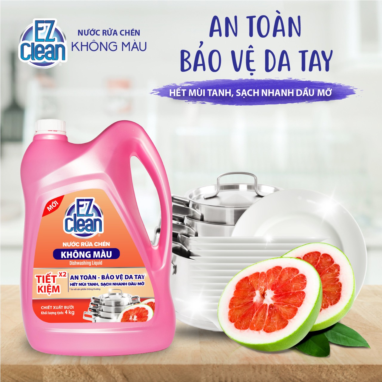 [HCM]Nước Rửa Chén Bát KHÔNG MÀU EZ CLEAN