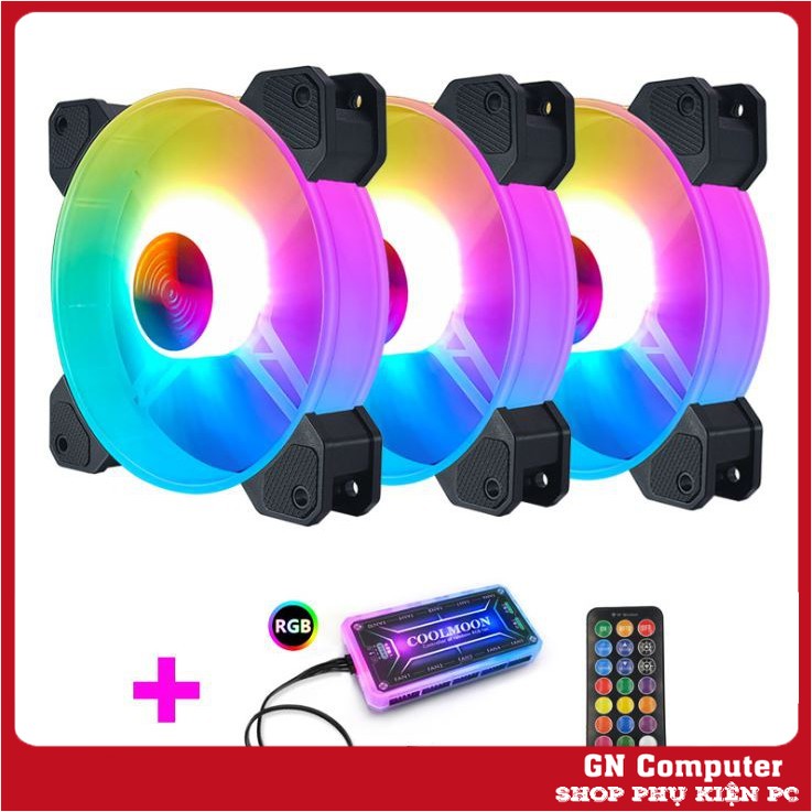 Bộ 3 Quạt Tản Nhiệt, Fan Case Coolmoon Y1 Led RGB 16 Triệu Màu