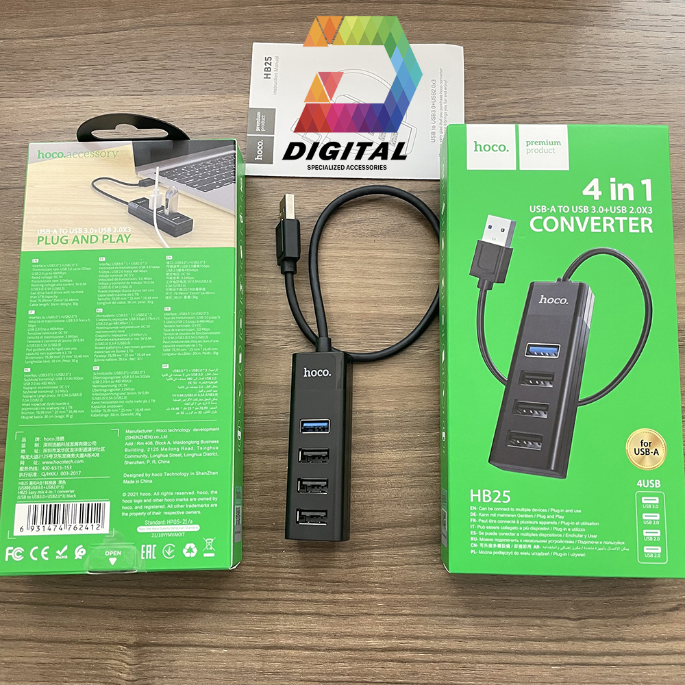 Bộ Chia Cổng USB 2.0, USB 3.0 Hoco HB25 Chính Hãng