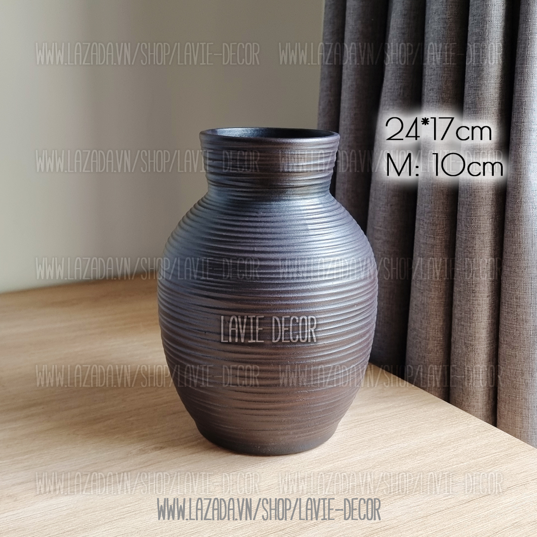 Lọ hoa gốm sứ men đen Bát Tràng