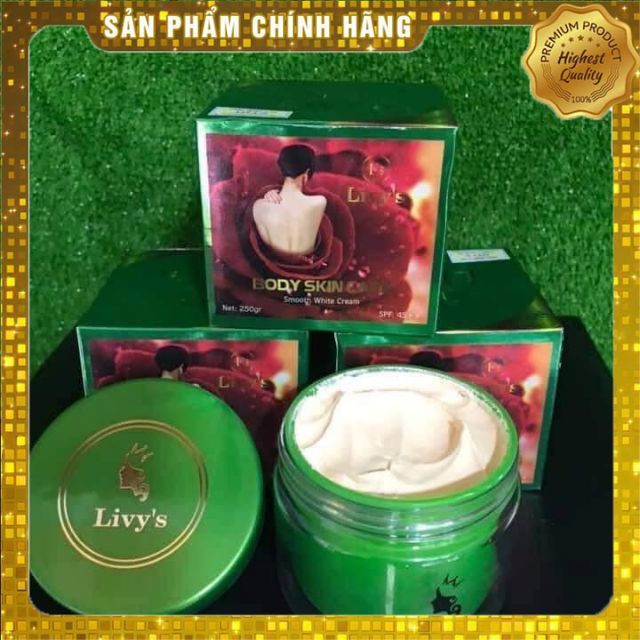 (Chính Hãng) Kem Body LIVY XANH 250g Kem Tươi Siêu Trắng , Thấm Nhanh, Thơm Mịn Da
