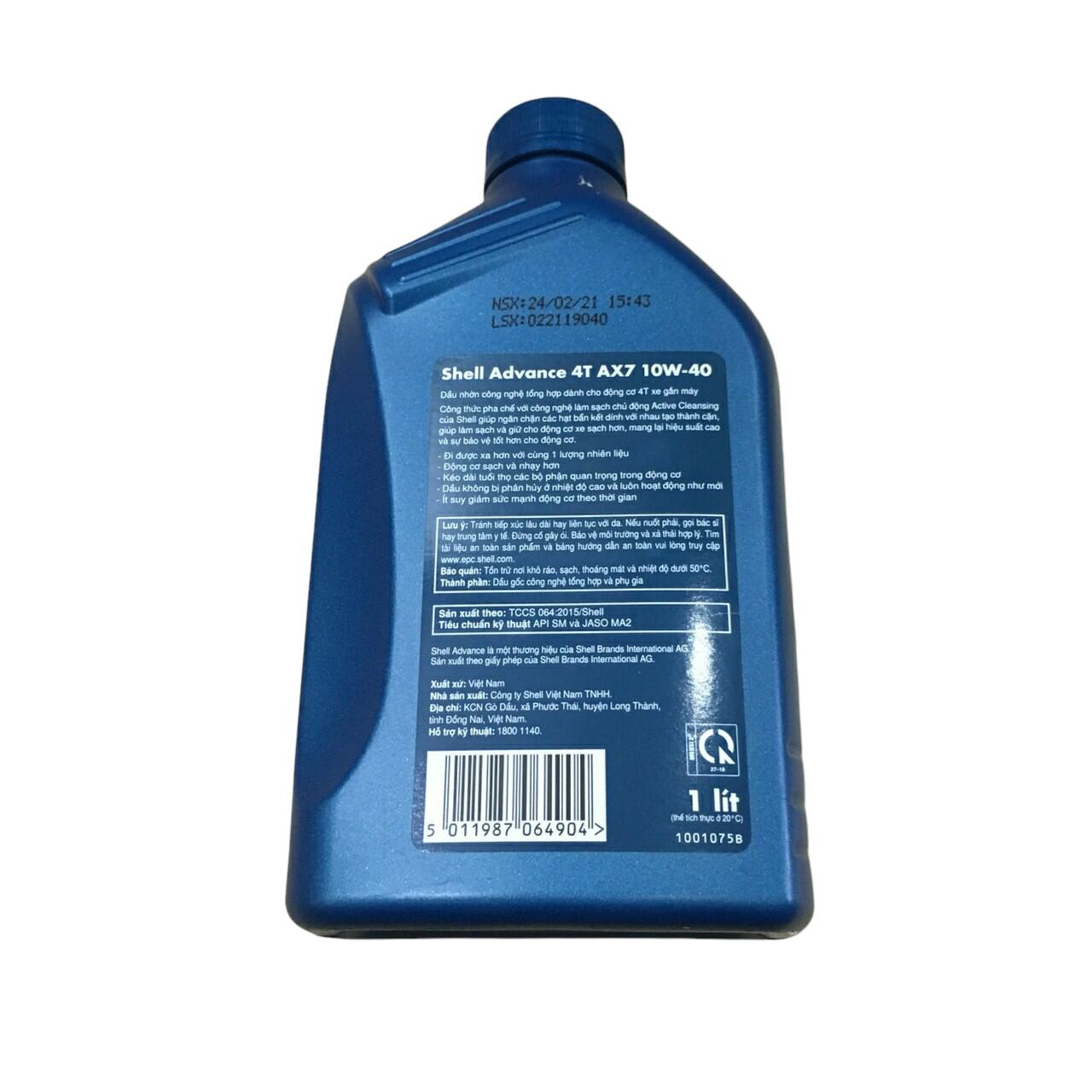 [HCM]Nhớt Shell Advance Ax7 10W40 xe số 0.8L