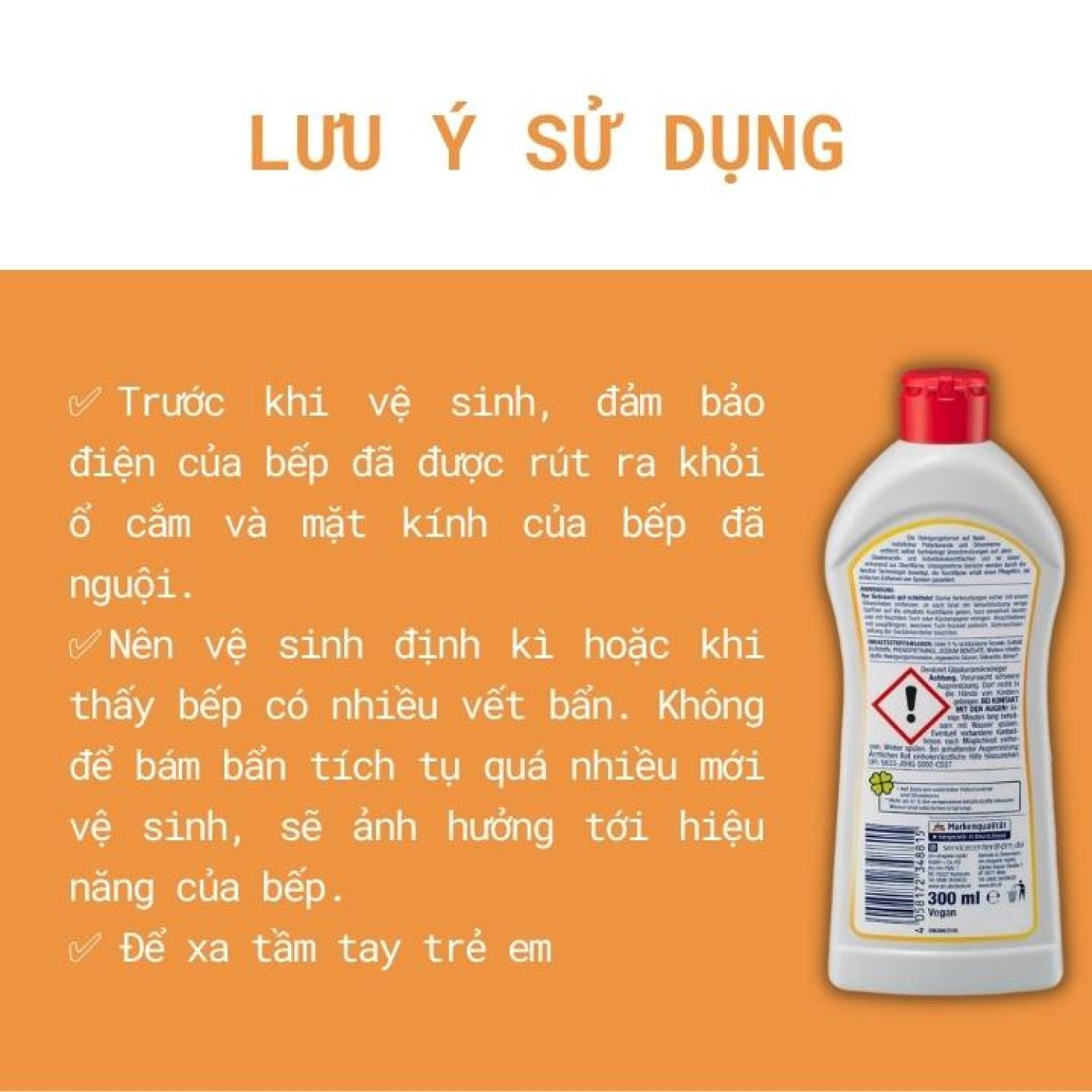 [Hàng Đức] Dung dịch vệ sinh bếp từ Denkmit 3 in 1 300ml Tomlige