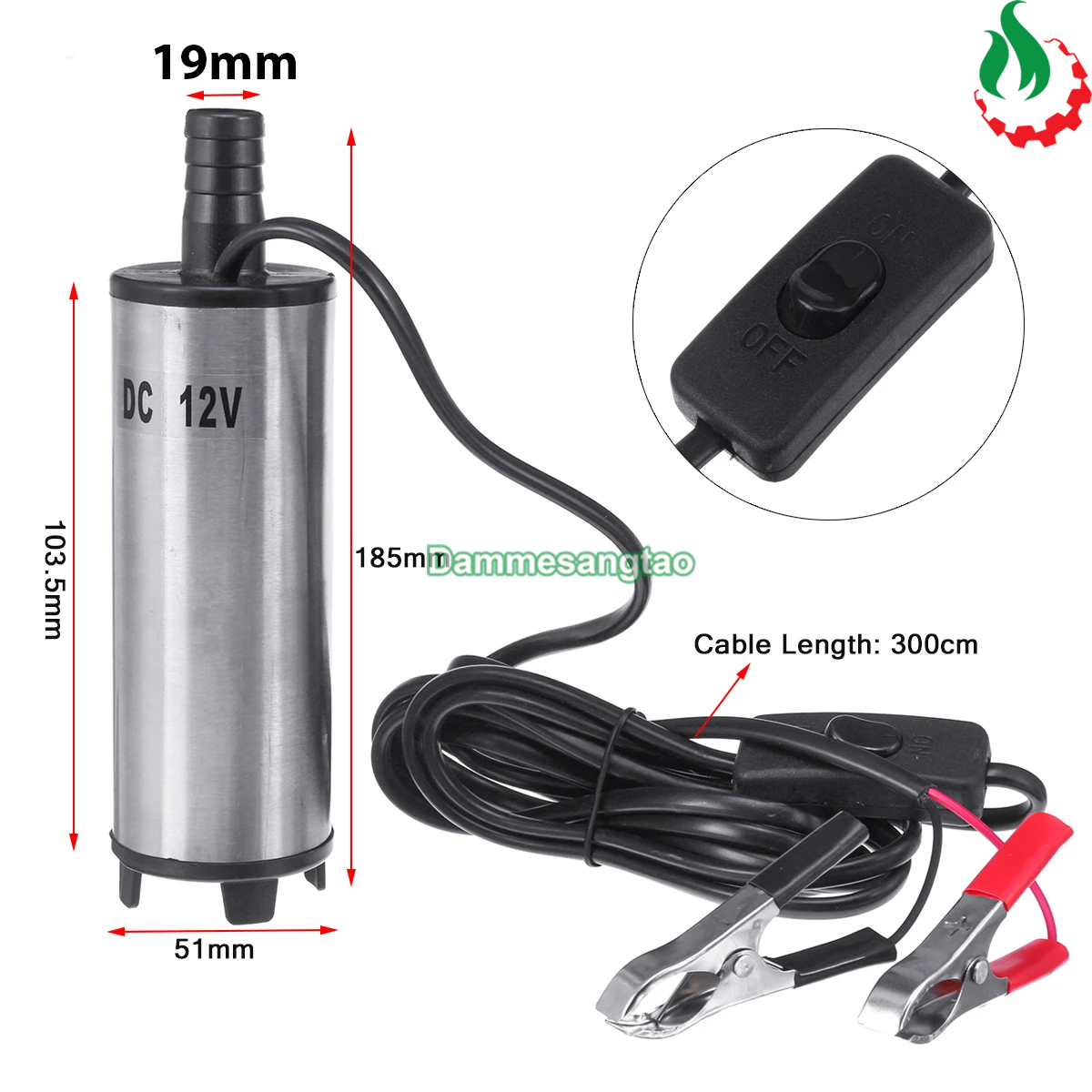 Bơm chìm 12V công suất 30W - 80W (Bơm dầu hoặc nước)