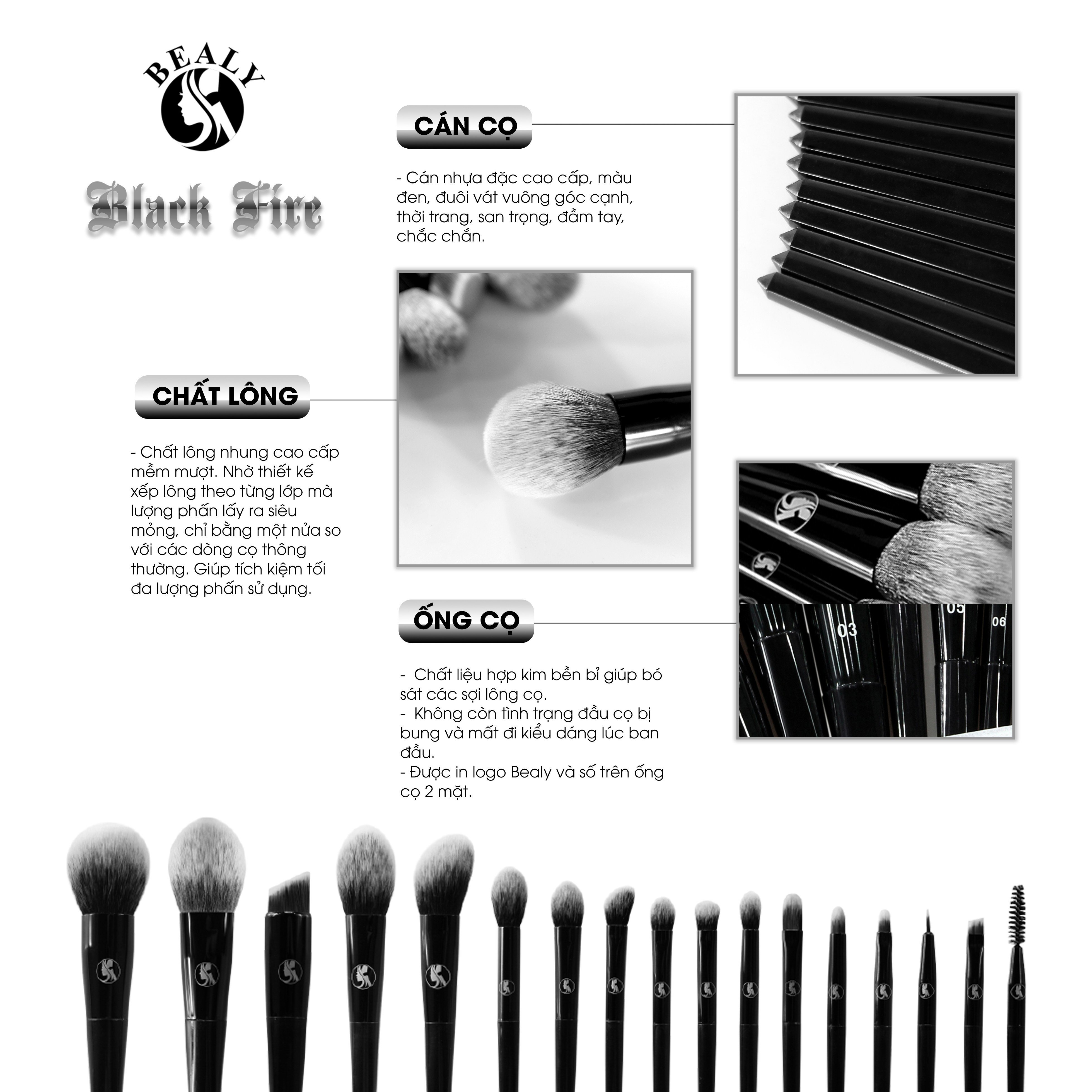 BỘ CỌ TRANG ĐIỂM XẾP LỚP BLACK FIRE BEALY 17C