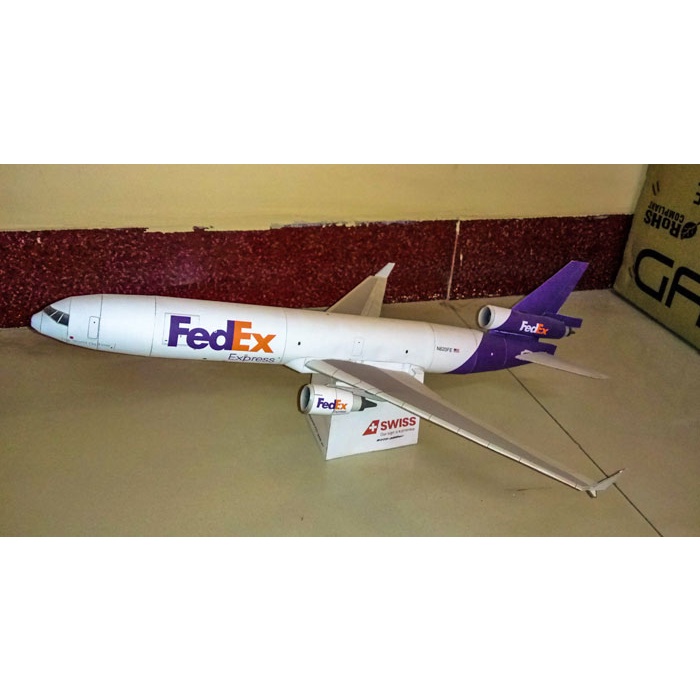 Mô hình giấy 3D máy bay Fedex Express MD-11 tỉ lệ 1/100