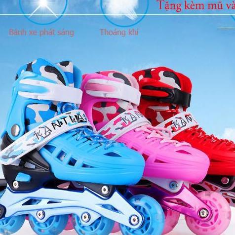 Giay Truot Patin Tre Em, Giày Batin giá rẻ, Giày Patin trẻ em tặng mũ và đồ bảo hộ bánh xe chất liệu cao su đúc chắc chắn, ma sát tốt
