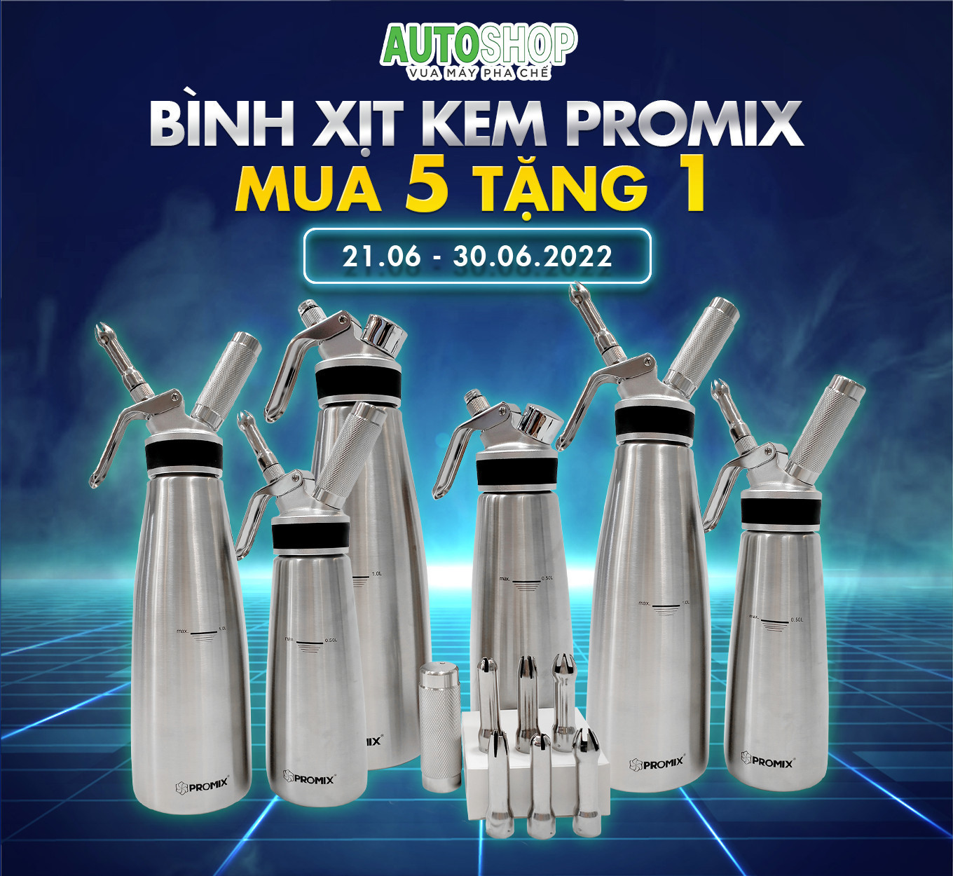 Bình xịt kem Promix xịt kem tươi loại 500ml 1000ml