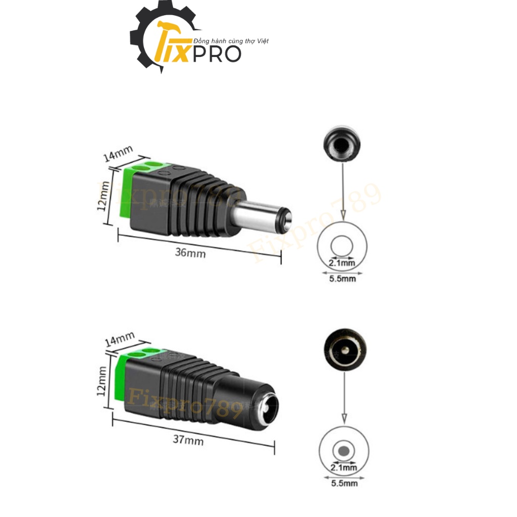 ( 5 chiếc ) Jack nguồn DC cái 5.5x2.5mm đấu dây dùng vít