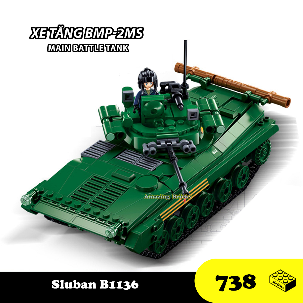 Đồ chơi lắp ráp xe tăng bmp-2ms sluban b1136 xoay 3 mô hình xếp hình thông minh mô hình xe tăng