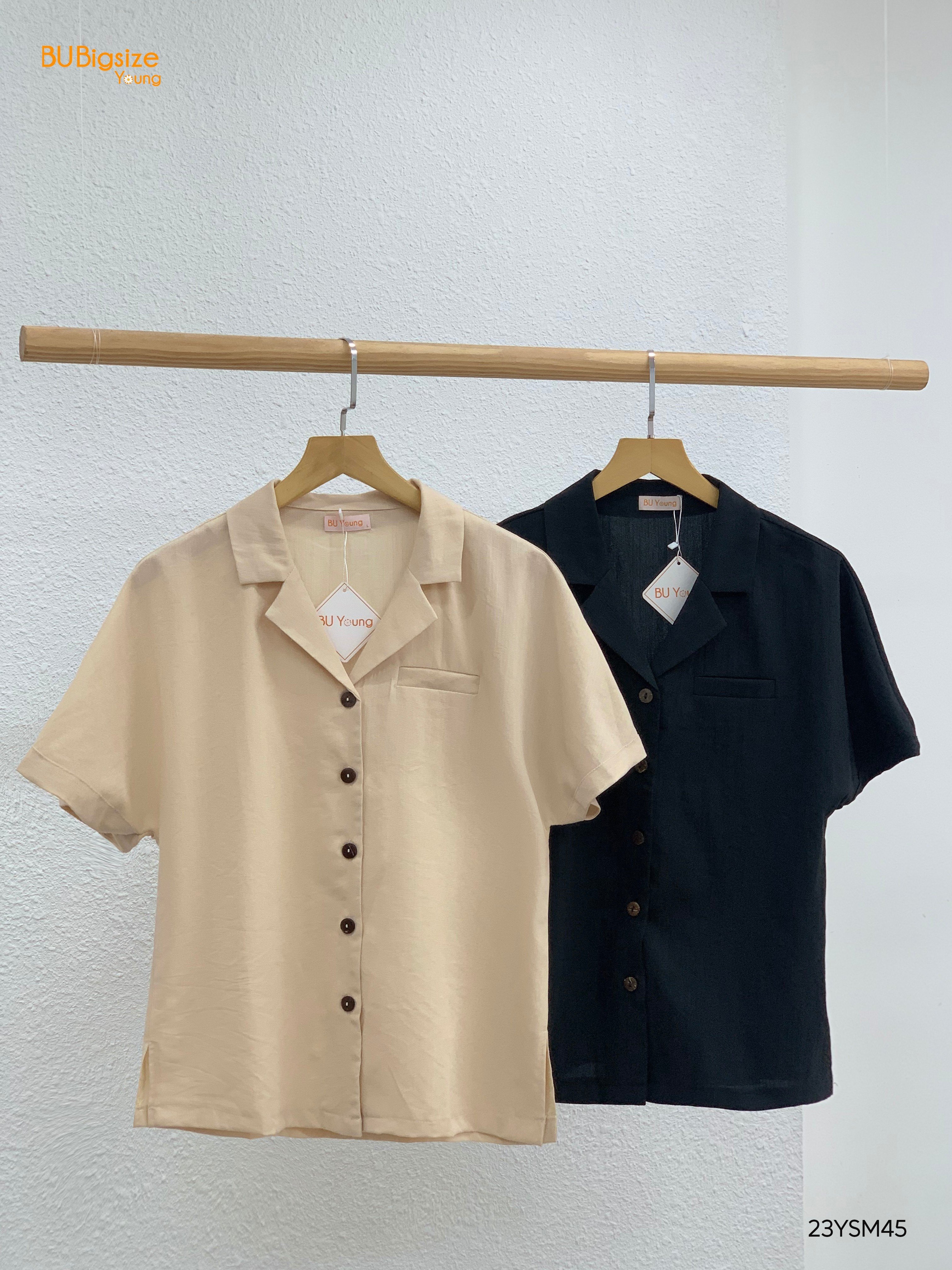 Áo sơ mi cổ bẻ ve tay ngắn BIGSIZE (55kg đến 95kg) - 23YSM45 - [BU Bigsize Young]
