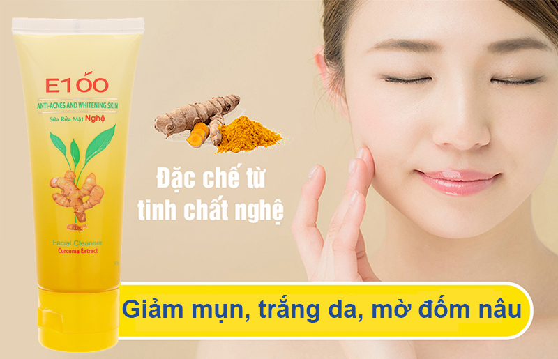 Sữa rửa mặt nghệ E100 sạch mụn cám 100gr