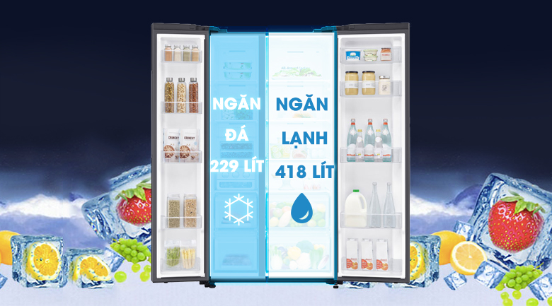 [TRẢ GÓP 0%] Tủ lạnh Samsung side by side RS62R5001B4/SV 647L (Giá áp dụng giao tại HN, HCM& các tỉnh liên hệ shop)