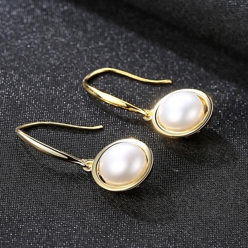 Bông tai bạc thật xi vàng ngọc trai S925 PAG Pearl B2370-Bảo Ngọc Jewelry