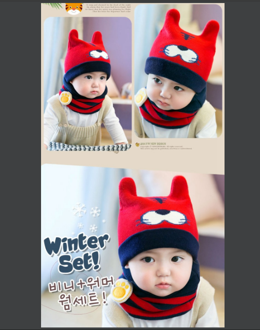 Set mũ len kèm khăn cho bé mẫu Tiger có tai