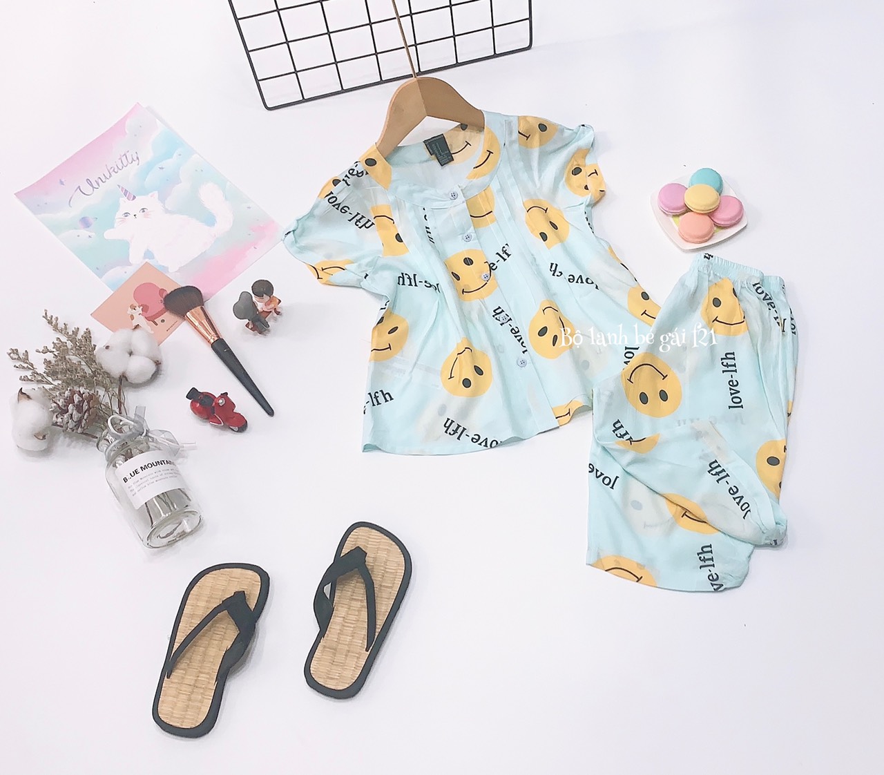 Bộ lững cổ tròn cho bé chất tole lanh VNXK