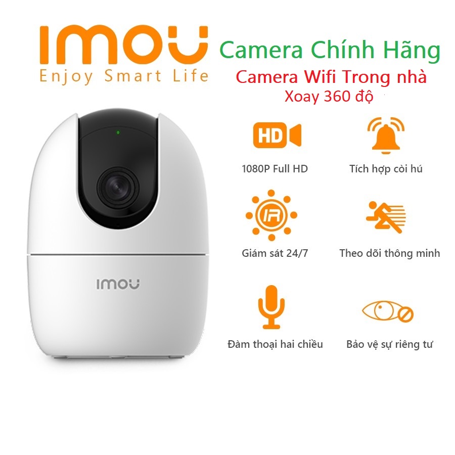 Camera WIFI trong nhà báo động đàm thoại 2 chiều IMOU A22 1080P xoay 360 quan sát thông minh