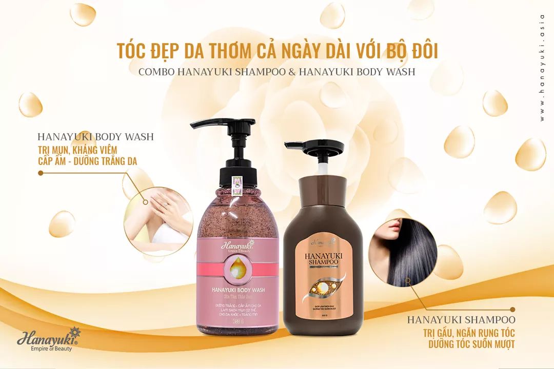 [TẶNG QUÀ + GIẢM VOUCHER 8%] (Chính hãng Hanayuki-Date 2026)Combo Sữa tắm Hanayuki và dầu gội Hanayuki-HANAYUKI BODY WASH vs HANA
