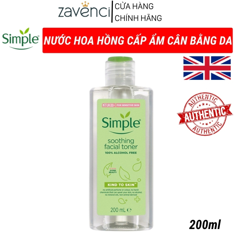 Nước Hoa Hồng Simple Kind To Skin Soothing Facial Toner Siêu Dịu Nhẹ Cho Làn Da (200ml)