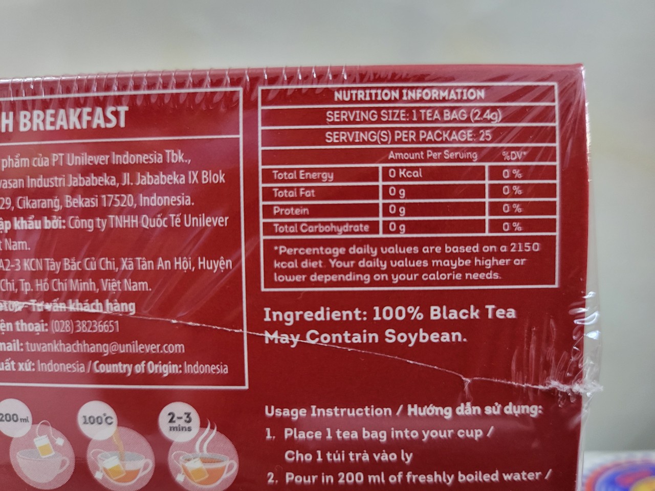 [Hộp ĐỎ 60g – ENGLISH BREAKFAST] TRÀ ĐEN TÚI LỌC [Indonesia] LIPTON Rich Black Tea Bags (halal)