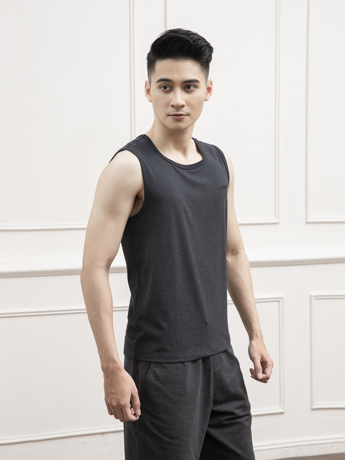 Aristino áo tank top nam đen ATT009S1 habi88