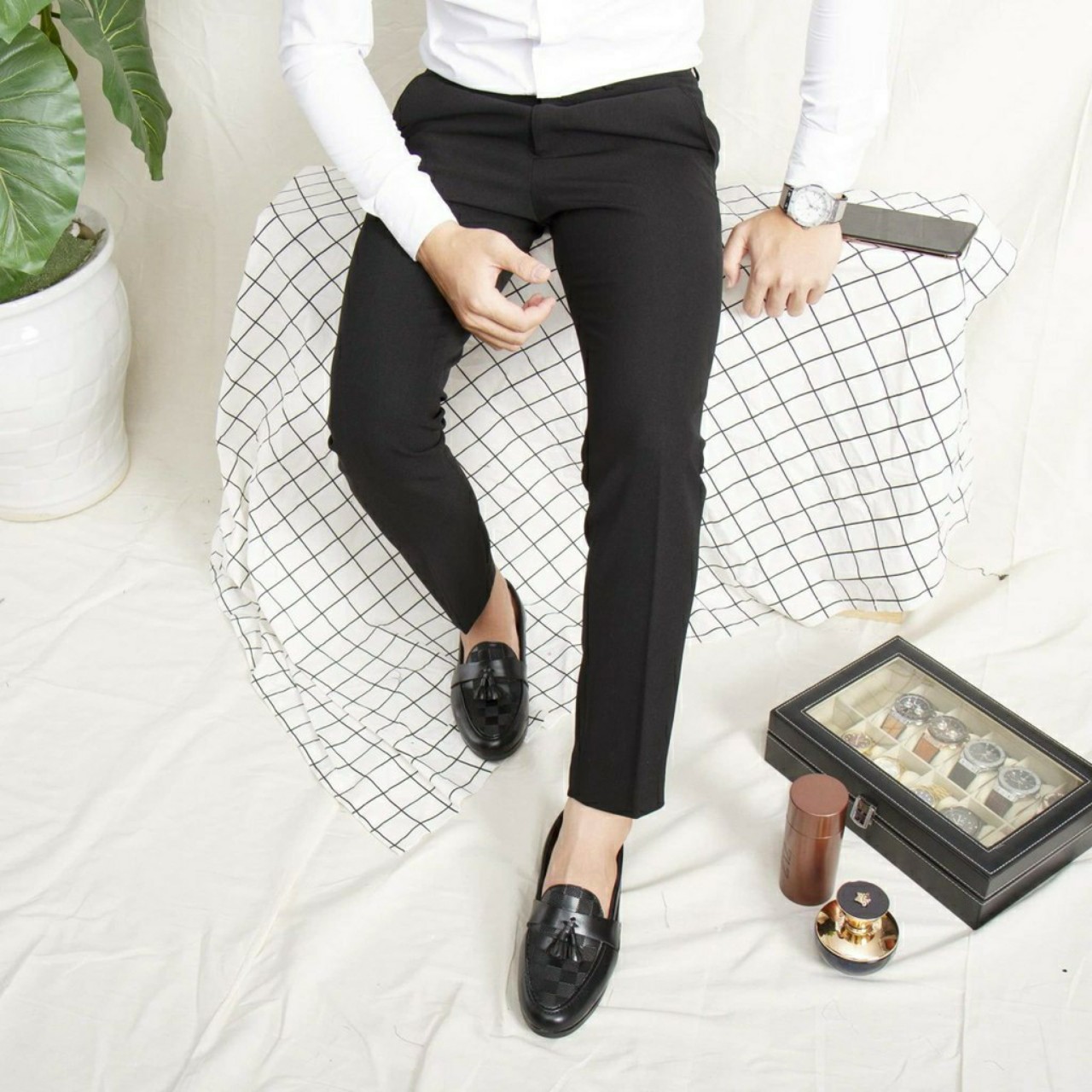 Quần tây ( âu ) nam màu đen kiểu dáng Hàn Quốc