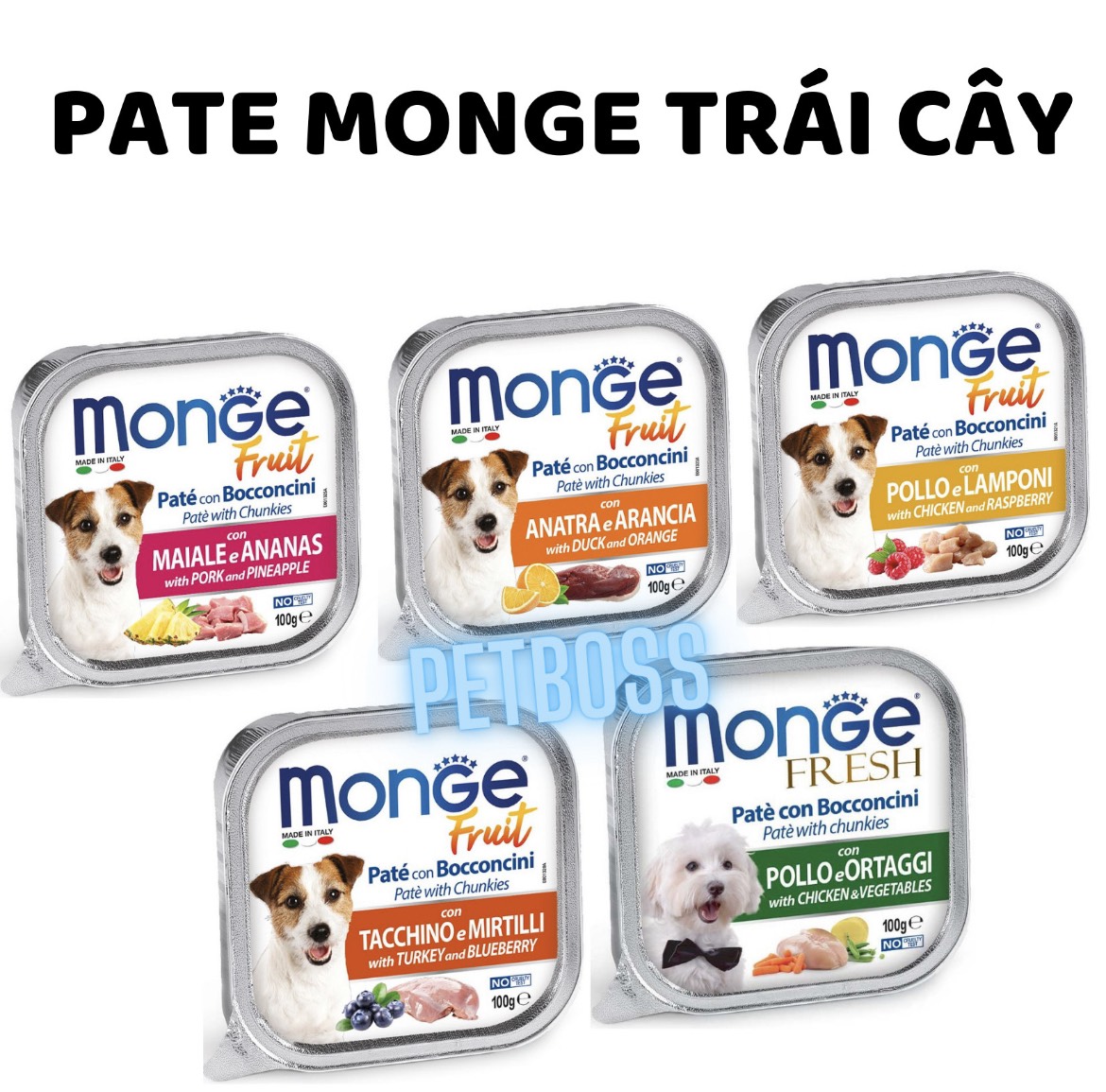 PATE MONGE CHO CHÓ NHẬP KHẨU Ý NHIỀU VỊ