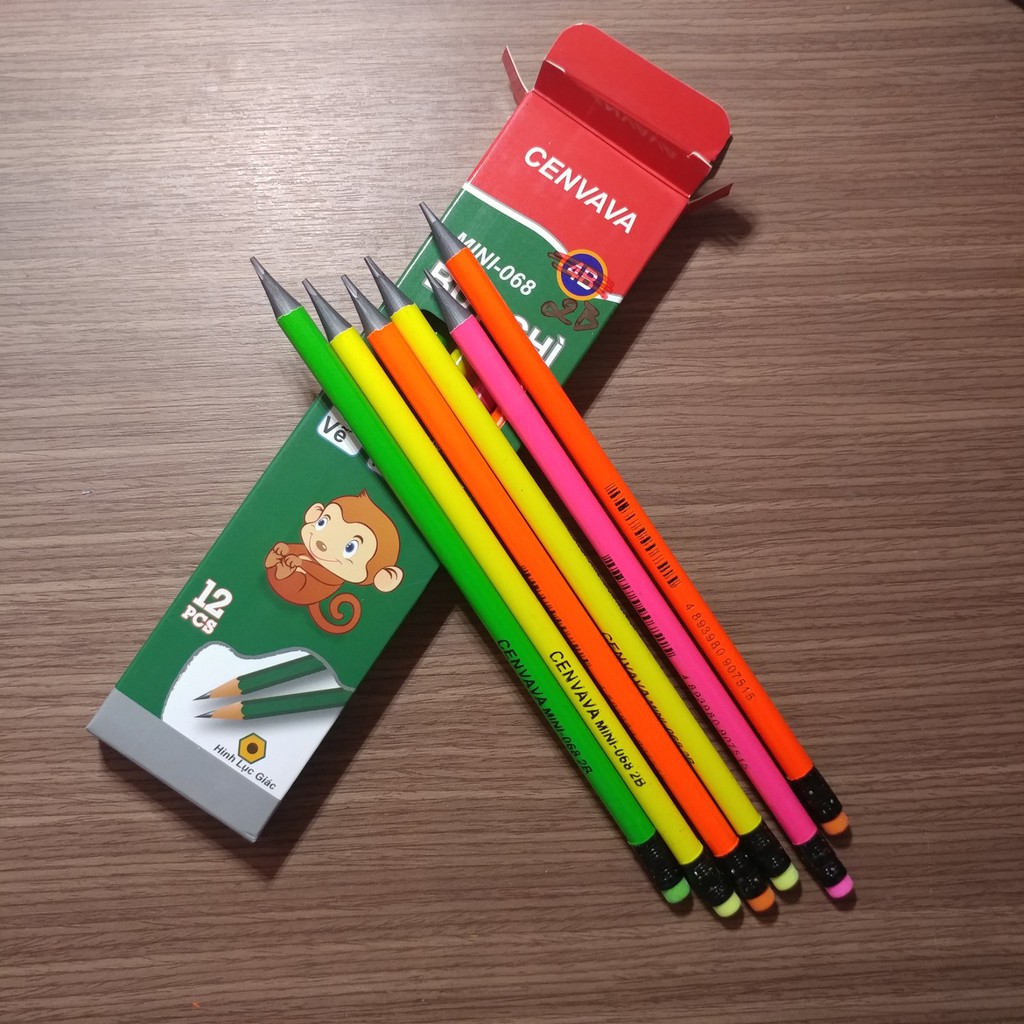 [HCM]1 hộp 12 cây Bút chì chuốt 2B gỗ đen (hương thơm + gôm) cực xinhtiện dụng