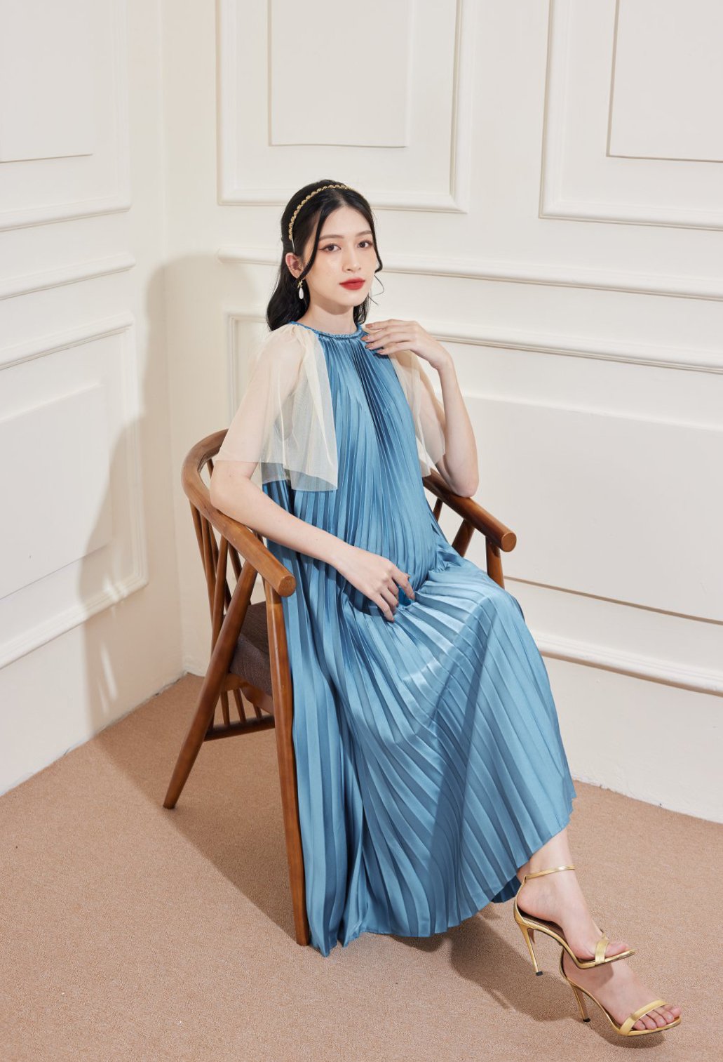 Đầm Bầu SACHIMOM - Váy Bầu Lụa Dập Li AUDREY DRESS