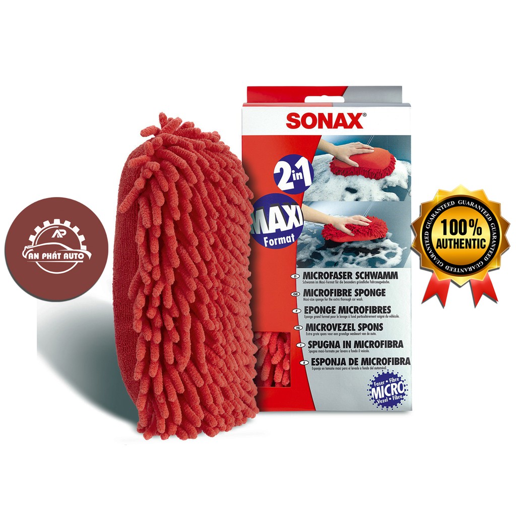 SONAX Microfiber Sponge - Mút rửa xe đỏ [Hàng Đức Chính Hãng]